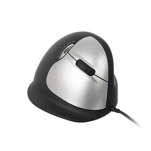 r-go HE Ergo Vertical Mouse Größe L rechts Maus ergonomisch kabelgebunden schwarz, silber von r-go