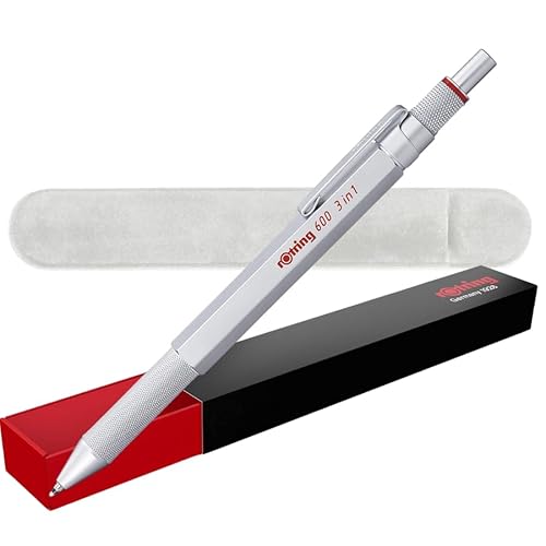 rOtring 600 3-in-1 Mehrfarbstift und Druckbleistift Stifte, Schwarz & Rot, 1 Bleistiftspitze (0,5 mm), Samtetui von rOtring