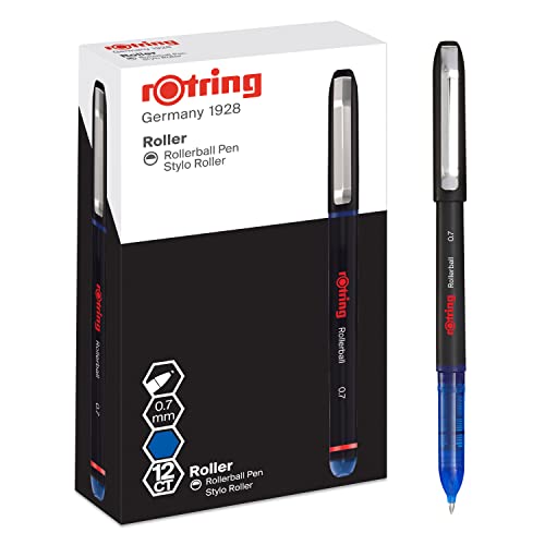 rOtring Rollerball Tintenroller | feine Spitze (0,7 mm) für saubere Linien | blaue Tinte | 12 Stück von rOtring