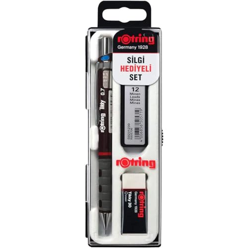 rOtring Tikky Mechanische Bleistifte, Spitze und Radiergummi, Set Bordeaux, 3er Set von rOtring