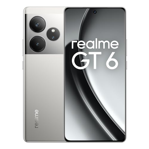 realme GT6 Smartphone 5G 12+256 GB, Snapdragon 8s Gen 3, 6000 Nits Display, Sony LYT-808 OIS Kamera, 120 W SUPERVOOC Aufladung, 5500 mAh langlebiger Akku, Fluid Silver(NO Adapter) von realme