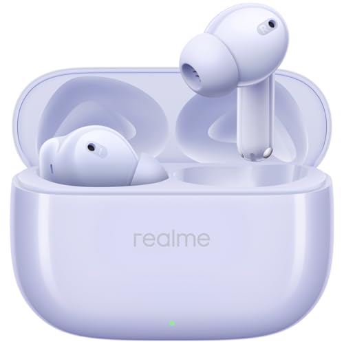 realme T310 Bluetooth 5.4 Kopfhörer, kabellose Ohrhörer, 46 dB Hybrid-Geräuschunterdrückung, 12,4 mm dynamische Basstreiber, 40 Stunden Gesamtspielzeit, IPX5-Wasserbeständigkeit, Lila von realme