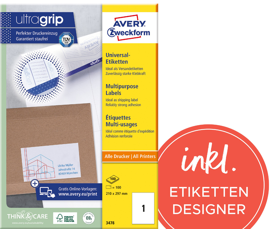 Restposten:AVERY Zweckform Universal-Etiketten, 70 x 42,3 mm von restposten