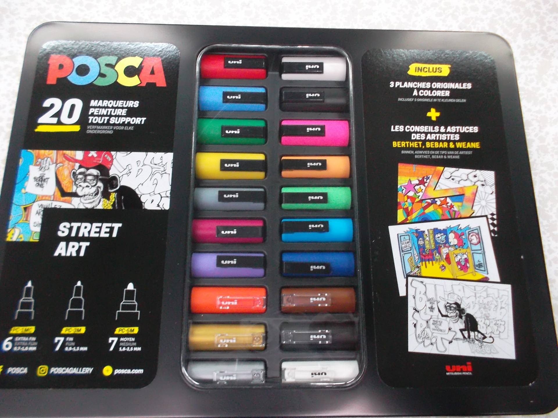 Restposten:POSCA Pigmentmarker , POP COLOURS, , 20er Metallbox von restposten