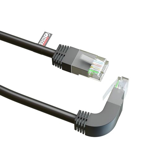 rhinocables® RJ45 Netzwerkkabel, gerade auf rechtwinklig, 90 Grad, CAT5e, Ethernet-Kabel (3 m) von rhinocables