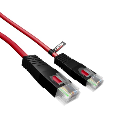 rhinocables RJ45 Cat5 Farbige Ethernet Crossover XOVER Cable Network LAN CAT5e-Patch-Kabel Xbox PS4 PC zu PC (2m, Rot) von rhinocables