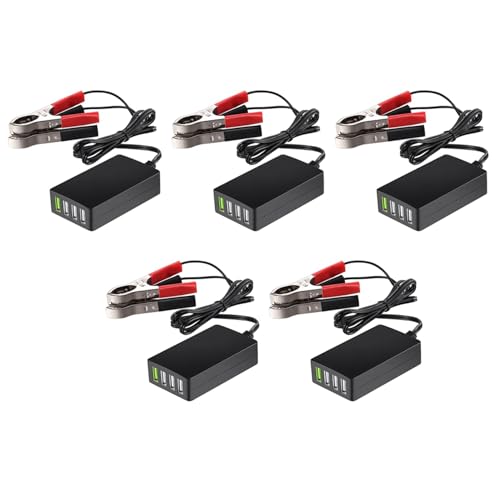 rieder 5X Tragbarer Gleichstrom mit Batterieclip, 12 V/24 V Bis 5 V, 4-Port-USB-Ladegerät, Multiport-Adapter, Andere Smartphones und Tablets von rieder