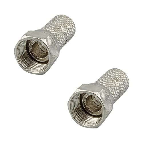 rocabo F-Stecker 6,5mm mit großer Mutter (2 Stück) - für Koxial- und SAT-Kabel - werkzeugloses Aufdrehen möglich - silber von rocabo