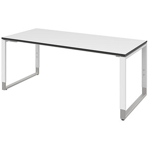 röhr Imperia höhenverstellbarer Schreibtisch weiß rechteckig, Kufen-Gestell silber 180,0 x 80,0 cm von röhr