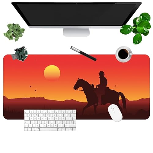 rrhhh Red Dead Redemption 2 Mauspad, großes XXL-Gaming-Mauspad, Gummibasis, genähte Kanten, für Arbeit, Spiel, Zuhause, 90 x 40 x 0,3 cm von rrhhh