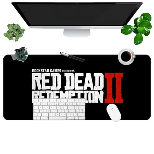 rrhhh Red Dead Redemption 2 Mauspad | Gaming-Mauspad rot und schwarz | XXL | große Schreibtischunterlage | wasserdicht – rutschfest (900 x 400 x 3 mm) von rrhhh