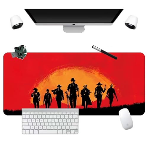 rrhhh Red Dead XXL Gaming-Mauspad, 900 x 400 mm, Anime Mousepad - spezielle Oberfläche verbessert Geschwindigkeit und Genauigkeit, rutschfeste Gummiunterseite 3 mm von rrhhh