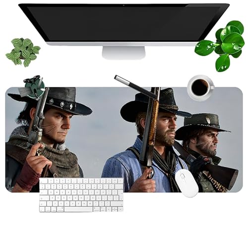 rrhhh Schreibtisch-Mauspad Big Red Dead Redemption 2, erweitertes Mauspad, großes XXL-Gaming-Mauspad für Tastatur, Schreibtischunterlage, 35,4 x 15,7 Zoll von rrhhh