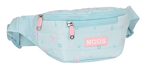 MOOS - Bauchtasche mit Außentasche, ideal für Jugendliche und Kinder unterschiedlichen Alters, bequem und vielseitig, Qualität und Stärke, 23 x 9 x 12 cm, Türkis, Blau/Türkis, Estándar, Casual von safta