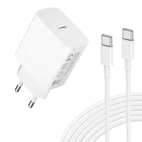 25W USB C Ladegerät Kompatibel mit iPhone 16/15/14/13/12/11/Pro/Pro Max/Plus/Samsung Galaxy S24/S23/S22, USB C Netzteil Schnellladegerät Netzstecker Charger Ladestecker mit Typ C Schnellladekabel 1.2m von sccvee