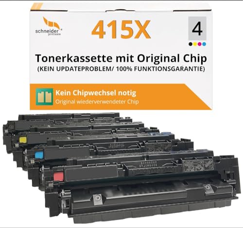 [Mit Original-Chip | wiederverwendet] Schneider Printware Toner kompatibel für 415X 415A für HP Color Laserjet Pro MFP M454 DN dw M479 dw fdn fdw fnw | Keine UPDATEPROBLEME| von schneiderprintware