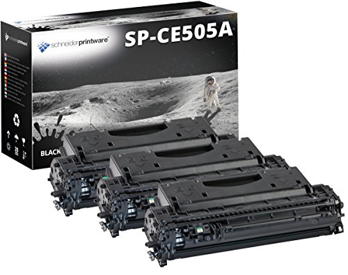 3 Schneider Printware Toner | 40 Prozent mehr Druckleistung | kompatibel, als Ersatz für CE505A / 05A für HP Laserjet P2035 HP Laserjet P2055 P2055d P2055dn von schneiderprintware