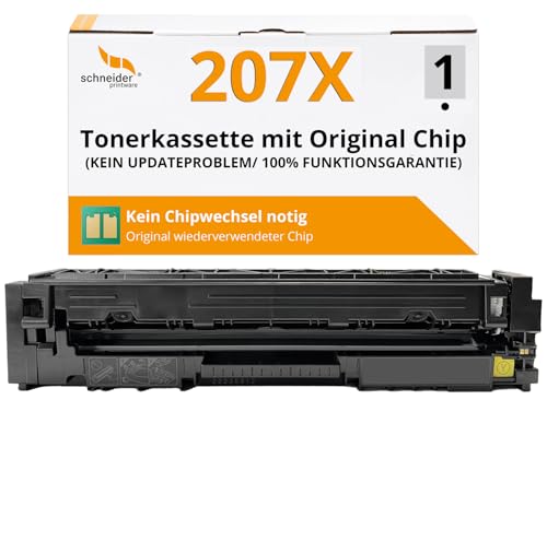 [Mit Original-Chip | wiederverwendet] Schneider Printware Toner kompatibel für HP 207A 207X W2212X gelb für HP Color Laserjet Pro MFP M255dw M255nw M282nw M283fdn M283fdw | Keine UPDATEPROBLEME von schneiderprintware