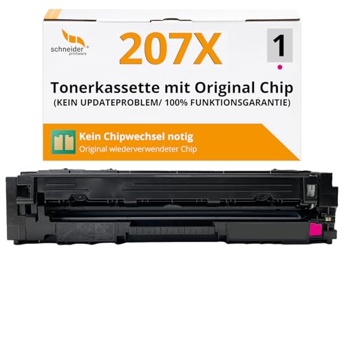 [Mit Original-Chip | wiederverwendet] Schneider Printware Toner kompatibel für HP 207A 207X W2213X Magenta für HP Color Laserjet Pro MFP M255dw M255nw M282nw M283fdn M283fdw | Keine UPDATEPROBLEME von schneiderprintware