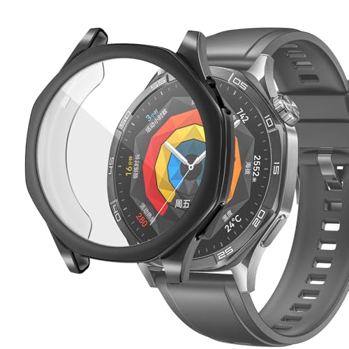 sciuU Hülle Kompatibel mit Huawei GT 5 46mm Smartwatch, Rundum Schutzhülle mit Displayschutzfolie, Flexible TPU-Gehäuse Case Schale Kompletter Schutz Cover für GT5, Schwarz von sciuU