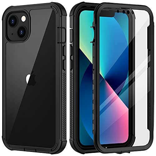 seacosmo iPhone 13 Hülle, iPhone 14 Hülle, Stoßfest Handyhülle iPhone 13 360 Grad Rugged Schutzhülle mit eingebautem Displayschutz für iPhone 14 6.1", Schwarz von seacosmo