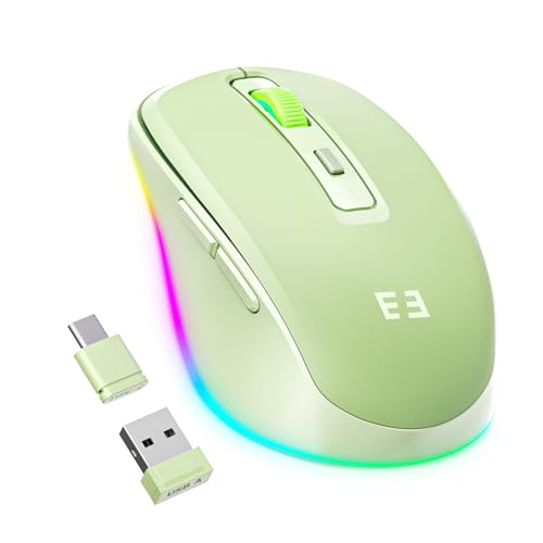 seenda Maus Kabellos, USB C Maus mit Jiggler-Funkmaus für Laptop Aufladbar mit USB-&Typ-C-Empfänger, Mouse Jiggler-MacBook Maus Mover für Windows Android Tablet/PC/Computer, Grün von seenda