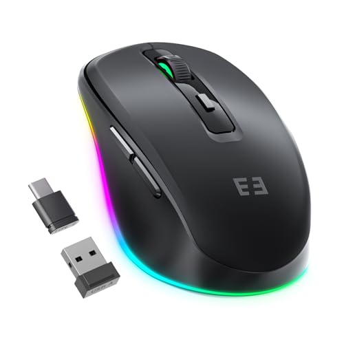 seenda Maus Kabellos, USB C Maus mit Jiggler-Funkmaus für Laptop Aufladbar mit USB-&Typ-C-Empfänger, Mouse Jiggler-MacBook Maus Mover für Windows Android Tablet/PC/Computer, Schwarz von seenda