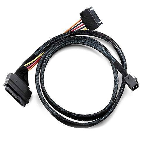 Eingebautes 12G zu U.2 / SFF-8643 zu SFF-8639 Kabel 0,5 M mit 15 Poligem SATA Netzteil, Geeignet für U.2 SSD von shanpu