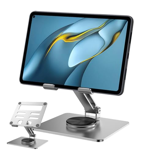 Desktop Tablet Stand Adjustable, 360° Rotating Tablet Stand for Desk, Portable Tablet Holder with Rotating Base, Adjustable Height Dock Stand for Home, Office, and Travel Use, Tablet Mount von shjxi