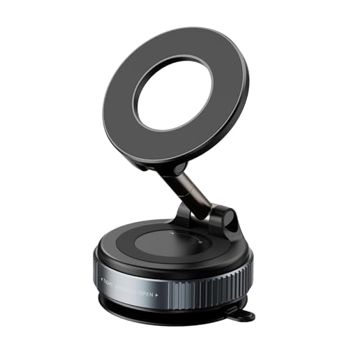 shjxi Strong Suction Cup Phone Holder, 6.4x4.5cm, Vacuum Magnetic Suction Mobile Stand, Adjustable Navigation Stand, 360 Degree Rotation, Perfect for Vehicle and Home Setup, /White von shjxi