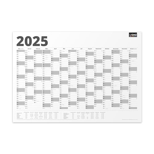 SIGNZ Jahreskalender 2025, XXL, 98 x 68cm, inkl. Ferien und Feiertage, CO2-neutral hergestellt, made in Germany von signz