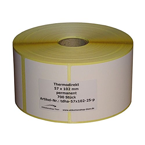 Thermo Etiketten auf Rolle - 57 x 102 mm - 7.000 Stück - Hülse 25 mm - permanent haftend von simhoa