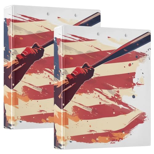 Baseball American Flag 1,5 Notizbuch, 3 Ringbücher mit Tascheneinband, 2 Stück Ordner, sortierte Ordner, 200 Blatt von siphylline