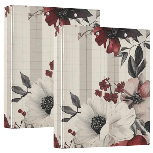 Buffalo Plaid Wildflower Floral SpringOne and 1,2 Zoll Ordner Runde Ringe Notizbuch Ordner mit Tascheneinband, 2 Packungen, ästhetischer Ordner, Hardcover von siphylline