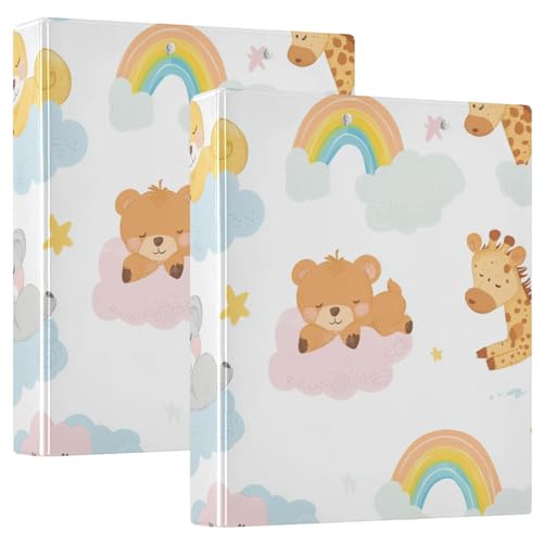 Cartoon Cute Koala ZebraOne and A Half Inch Notebook Binders 3 Ringed Binder with Clipboard 2 Pack Aesthetic Binder 200 Sheets von siphylline