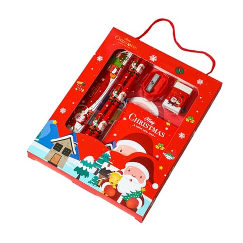 skyrabbiter Weihnachtsbriefpapier 6-teiliges Set, Weihnachts Schreibender Kugelschreiber für Studenten, Kinder Weihnachten Party Geschenke Bag, Schreibwaren für Kinder von skyrabbiter