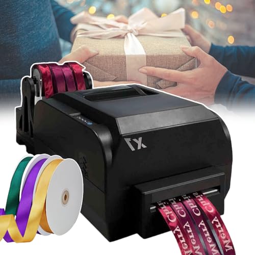 smafoseedding DIY Farbbanddrucker, digitale Satinband-Druckmaschine, mit drei Rollen von 90 m Band, drucken Sie einfachen einfachen Text, Muster, Logos, geeignet zum Verpacken und Herstellen von von smafoseedding