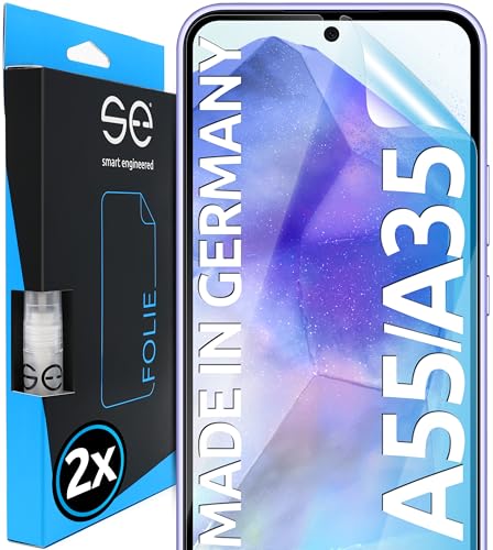 2x se® 3D SCHUTZFOLIE Transparent für Samsung Galaxy A55 / A35,Selbstheilend, 100% Fingerabdruck & FaceID kompatibel, einfache blasenfreie Installation, Ultra-Klar, Stoß-Kratzfest, aus Deutschland von smart engineered