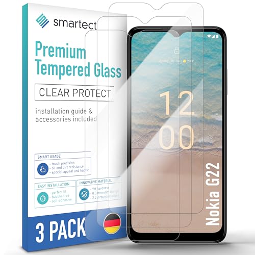 smartect Schutzglas [3 Stück, Klar] kompatibel mit Nokia G22, HD Schutzfolie Anti-Kratzer, Blasenfrei, 9H Härte, 0.3 mm Ultra-klar, Ultrabeständig von smartect