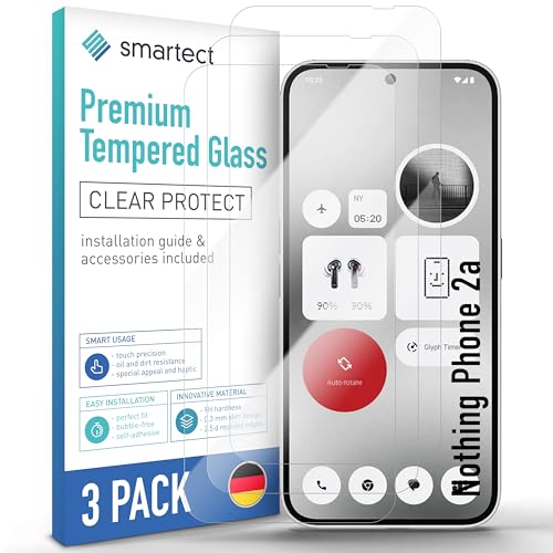 smartect Schutzglas [3 Stück, Klar] kompatibel mit Nothing Phone 2a, HD Schutzfolie Anti-Kratzer, Blasenfrei, 9H Härte, 0.3 mm Ultra-klar, Ultrabeständig von smartect