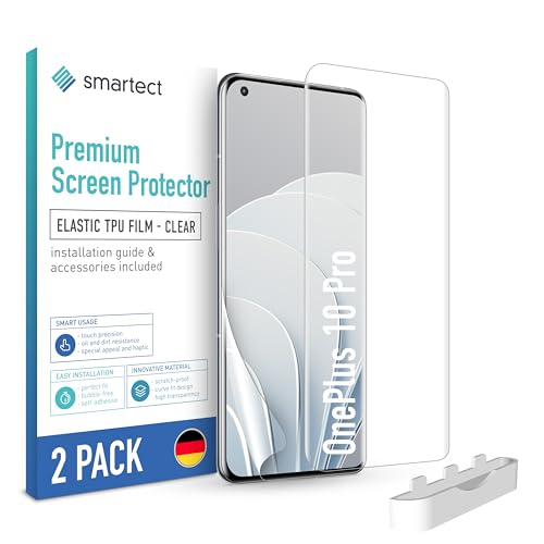 smartect TPU Schutzfolie [2 Stück, Klar] kompatibel mit OnePlus 10 Pro, Bedeckt das ganze Display, Bildschirmschutz Blasenfrei, Displayschutzfolie Anti Fingerabdruck von smartect