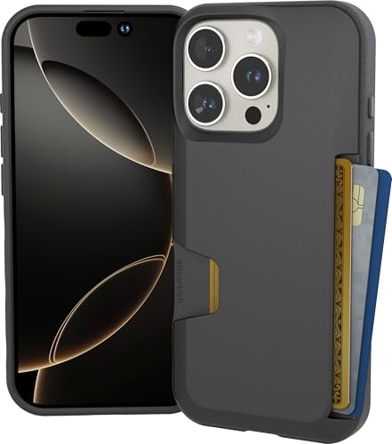 smartish® Schutzhülle für iPhone 16 Pro, Wallet Slayer Vol. 1 [Slim + Protective] Kreditkartenetui – Fallgetestete, versteckte Klappkartenschlitz-Abdeckung, kompatibel mit Apple iPhone 16 Pro, Black von smartish