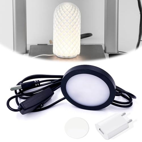 3D-Drucker LED-Lampen-Kit für Lab A1/A1mini/P1S/P1P/X1C für Crafting Nachtlicht Modelle und Einfache Installation, Mit USB-Adapter, Drei Arten von weißem Licht (Schwarzer Stil) von songyea