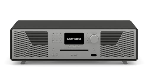 sonoro MEISTERSTÜCK (Gen.2) Kompaktanlage mit CD Player, Bluetooth & Internetradio (Airplay, Chromecast, Spotify, Tidal, FM, DAB+, USB) Matt Graphit von sonoro