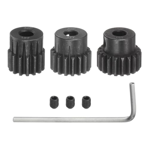 sourcing map 32P Ritzel Set 5mm Welle 15T 17T 19T Motorritzel aus gehärtetem Stahl mit Stufen für RC Auto (3 Stück) von sourcing map