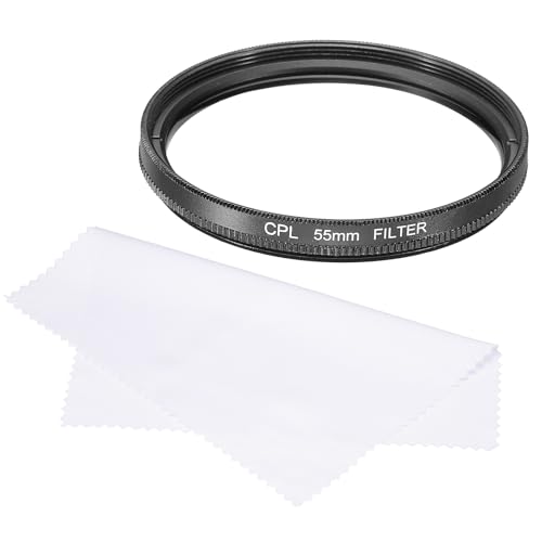 sourcing map 55 mm Zirkular-Polarisationsfilter, doppelseitige mehrschichtige Beschichtungen, Polarisationsfilter mit Reinigungstuch für Kameraobjektiv von sourcing map