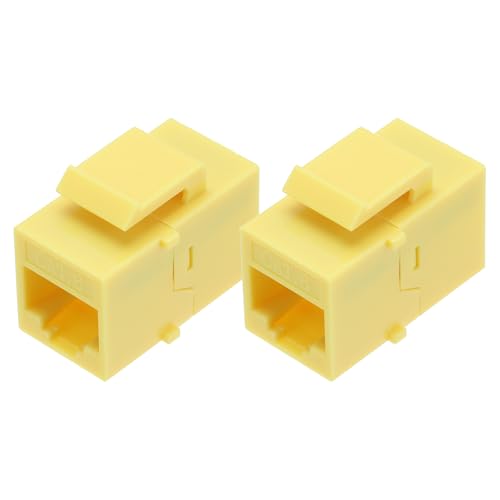 sourcing map RJ45-Ethernet-Koppler, Buchse auf Buchse, Cat6-Koppler, Ethernet-Verlängerungsadapter, Netzwerkstecker für Cat6/Cat5e/Cat5, Gelb, 2 Stück von sourcing map