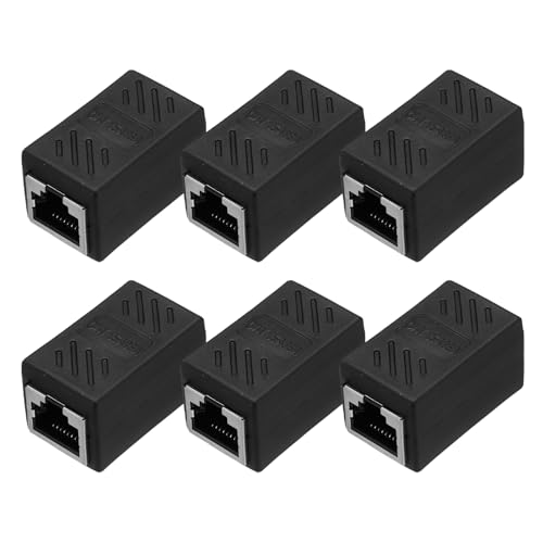 sourcing map RJ45-Ethernet-Koppler, Buchse auf Buchse, Cat6-Koppler, Ethernet-Verlängerungsadapter, Netzwerkstecker für Cat8/Cat7/Cat6/Cat5e/Cat5, Schwarz, 6 Stück von sourcing map