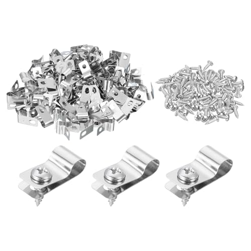 sourcing map Zaun-Drahtklemme, Kabelklemme, Drahtzaun-Clips mit Schrauben, Befestigungsclip für 6 Gauge Draht für Holz, Metall, Vinyl, Zaun, 100 Stück von sourcing map