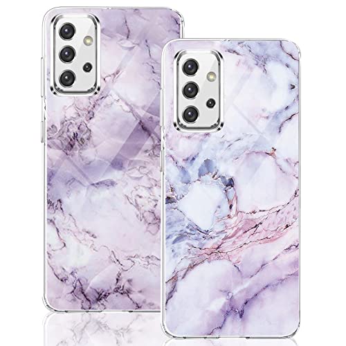 2 Stücke Kompatibel Mit Samsung Galaxy A23 Hülle Silikon Klar Case Slim Transparent TPU Flexible Blume Cover Silikoncase Galaxy A23 5G Slim Marmor Handyhülle Schutzhülle für Samsung A23 4G / 5G von sqgylgl